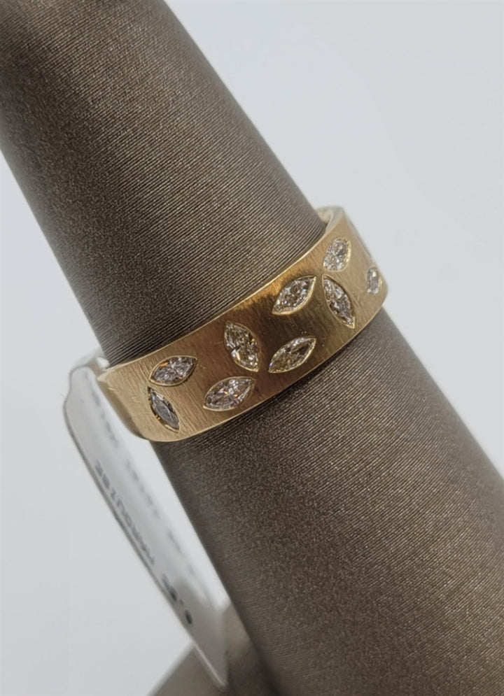 14K Yellow Gold Flush-Set Marquise Diamond Fashion Ring