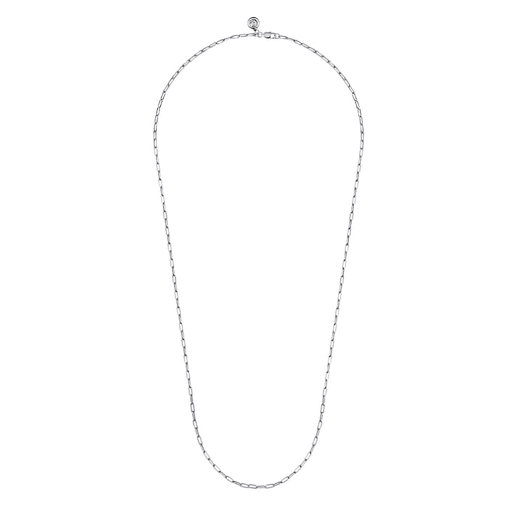 24" "Gabriel & Co" 14K White Gold Paper Clip Chain