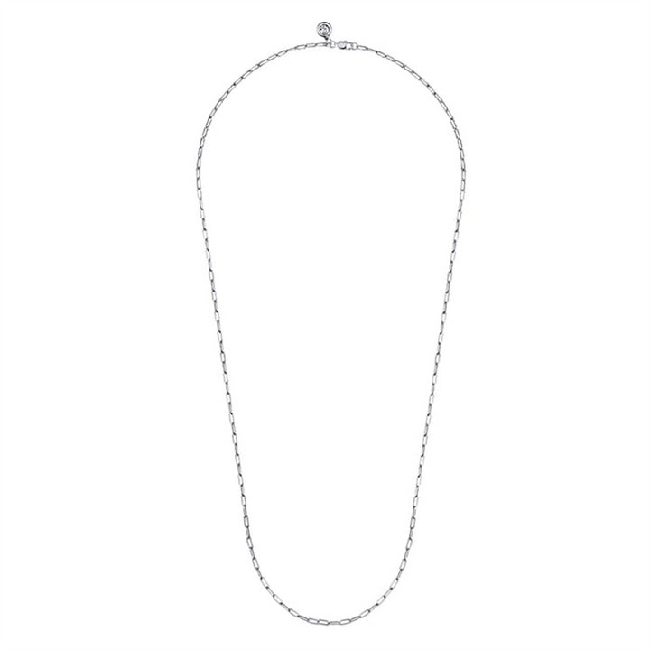 24" "Gabriel & Co" 14K White Gold Paper Clip Chain