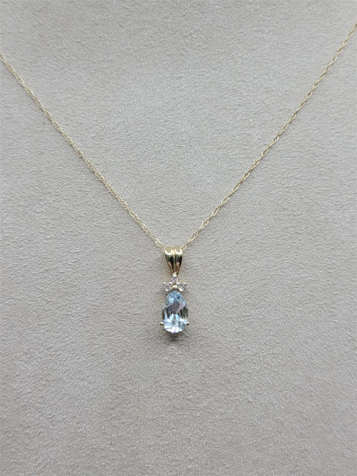 14K Yellow Gold Aquamarine & Diamond Fashion Necklace