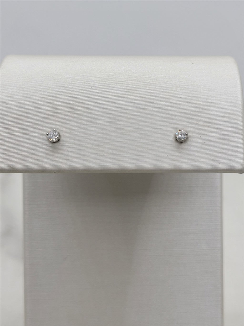 14K White Gold 2.4MM Round Diamond Stud Earrings