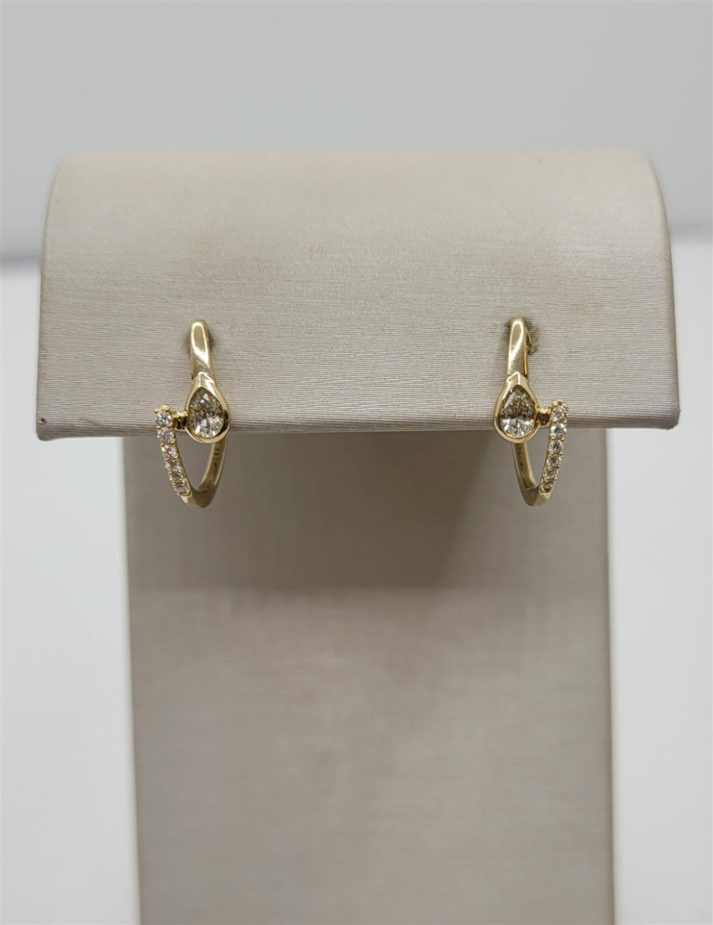 14K Yellow Gold Diamond Fashion Hoop Earrings