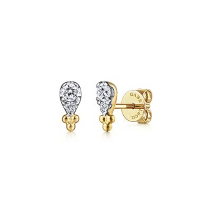 14K Two-Tone Gold Round cut Diamond Fashion Earrings