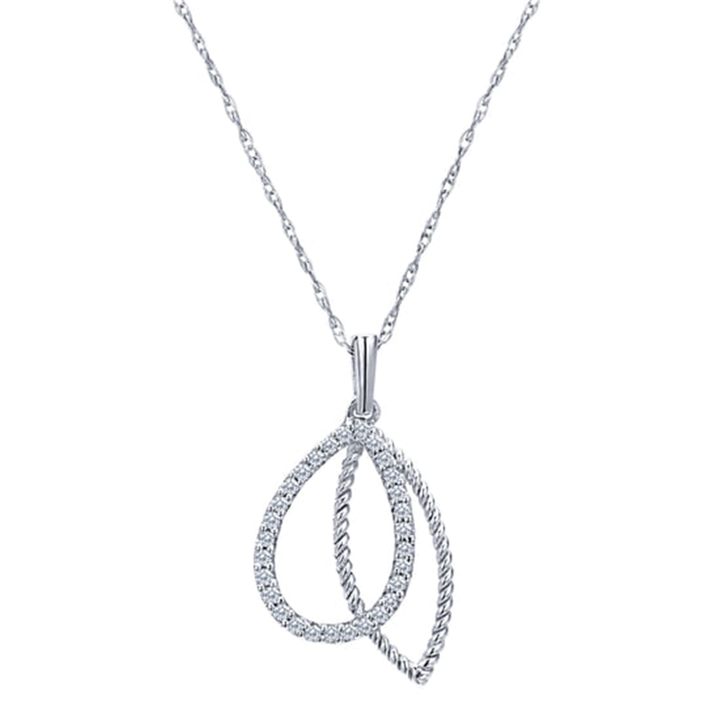 16" 14K White Gold Pear & Marquise Shaped Fashion Necklace
