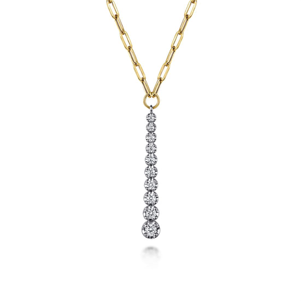 14K Two-Tone Gold "Gabriel & Co." Vertical Bar Diamond Necklace