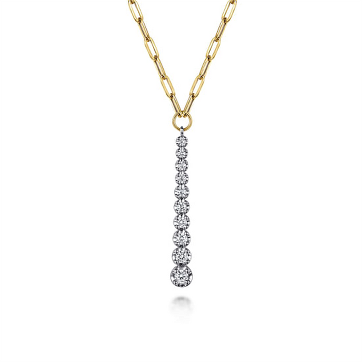 14K Two-Tone Gold "Gabriel & Co." Vertical Bar Diamond Necklace