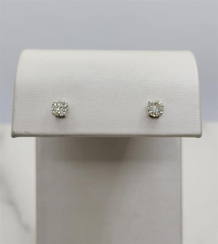 14K White Gold 0.74 ctw Round cut Diamond Stud Earrings
