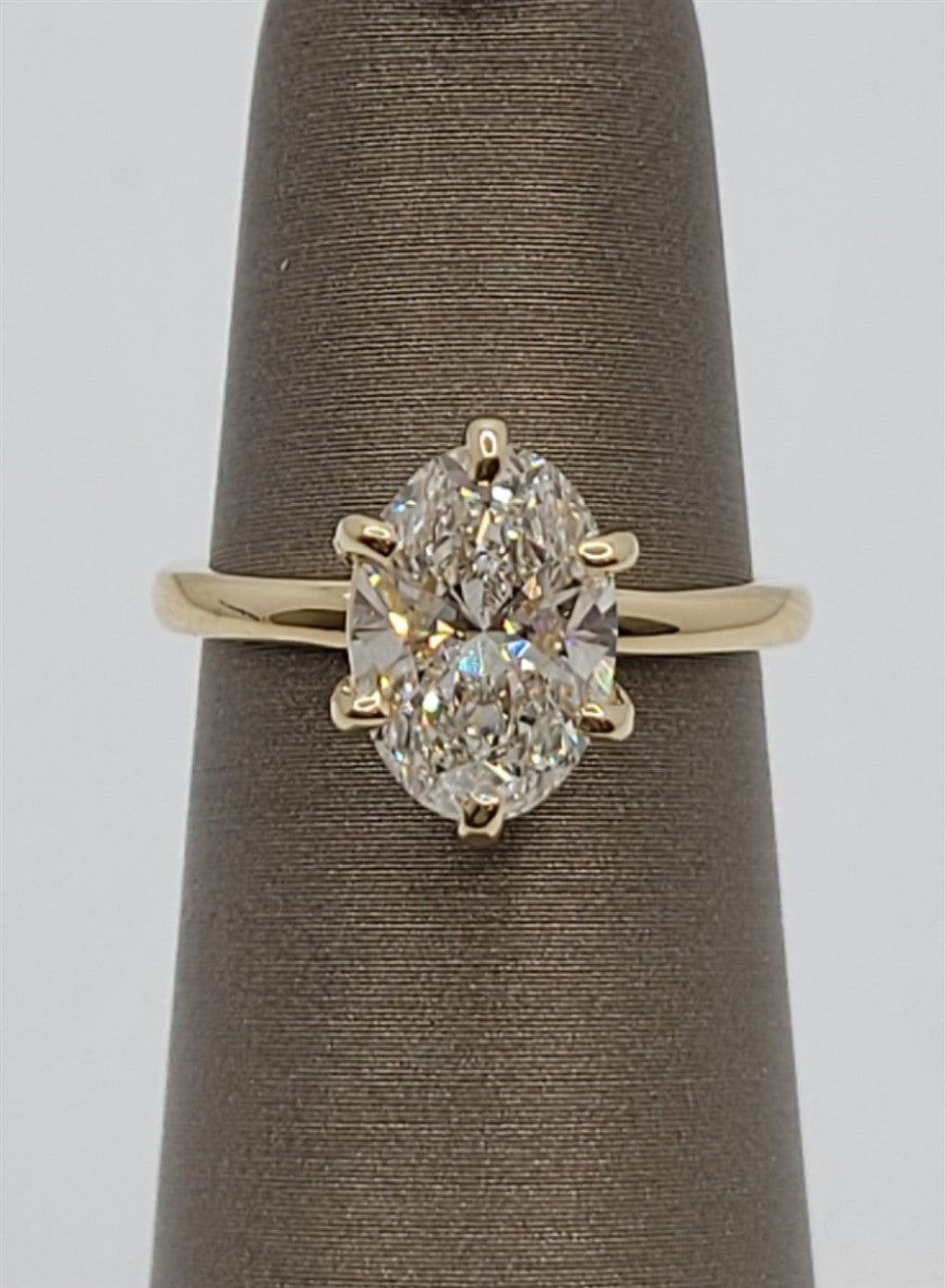 14K Yellow Gold Oval Lab Grown Diamond Solitaire Engagement Ring