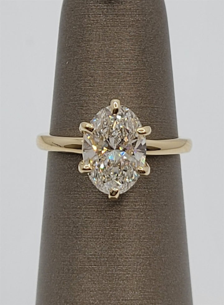 14K Yellow Gold Oval Lab Grown Diamond Solitaire Engagement Ring