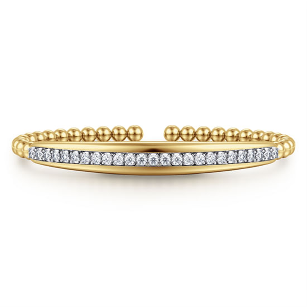 14K White & Yellow Gold Bujukan And Diamond Split Bangle Bracelet