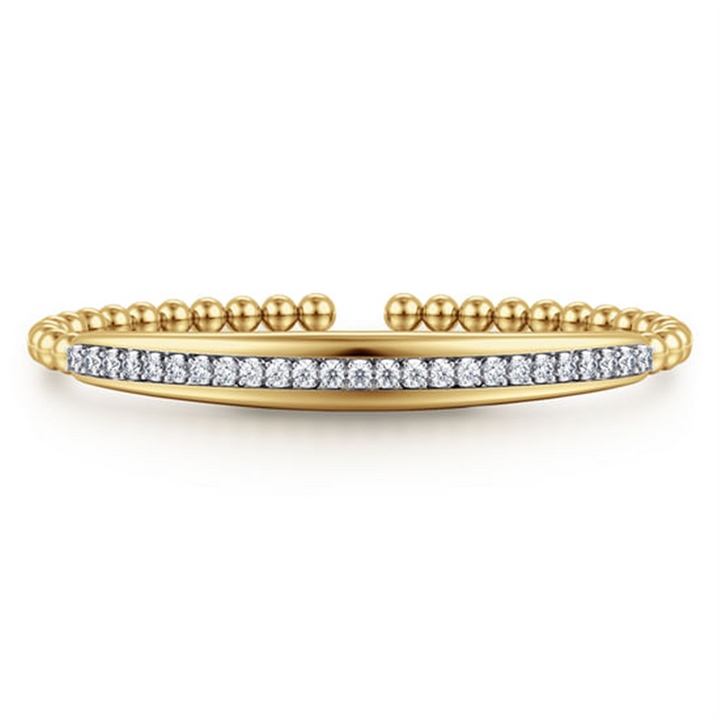 14K White & Yellow Gold Bujukan And Diamond Split Bangle Bracelet
