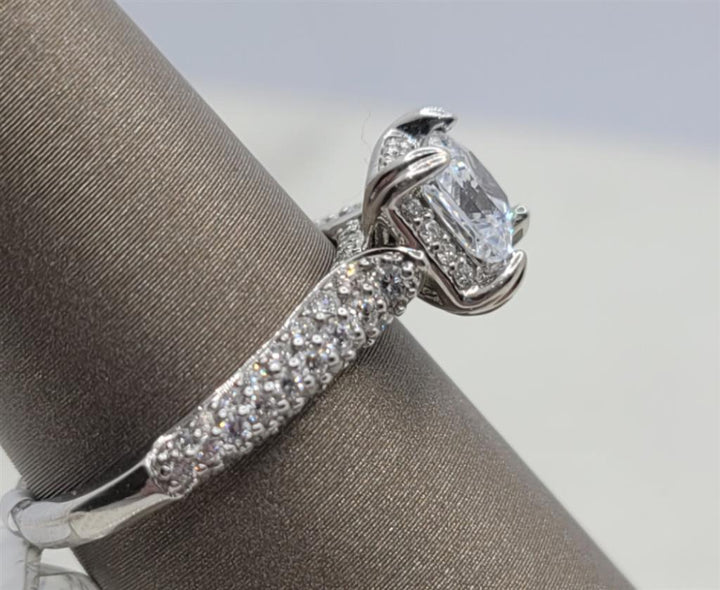 14K White Gold Halo Artcarved Diamond Mounting Ring