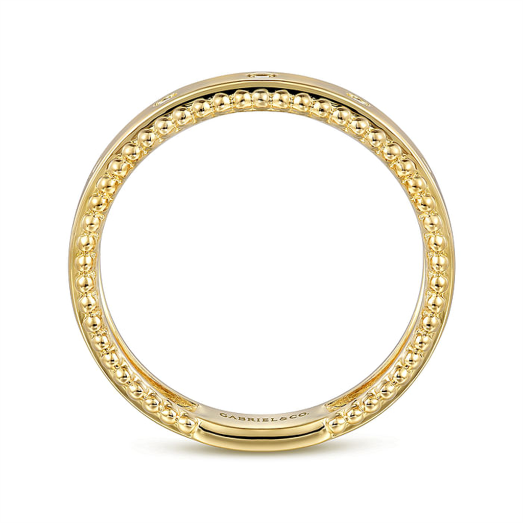 14K Yellow Gold "Gabriel & Co" Bujukan Diamond Bezel Wide Stackable Ring