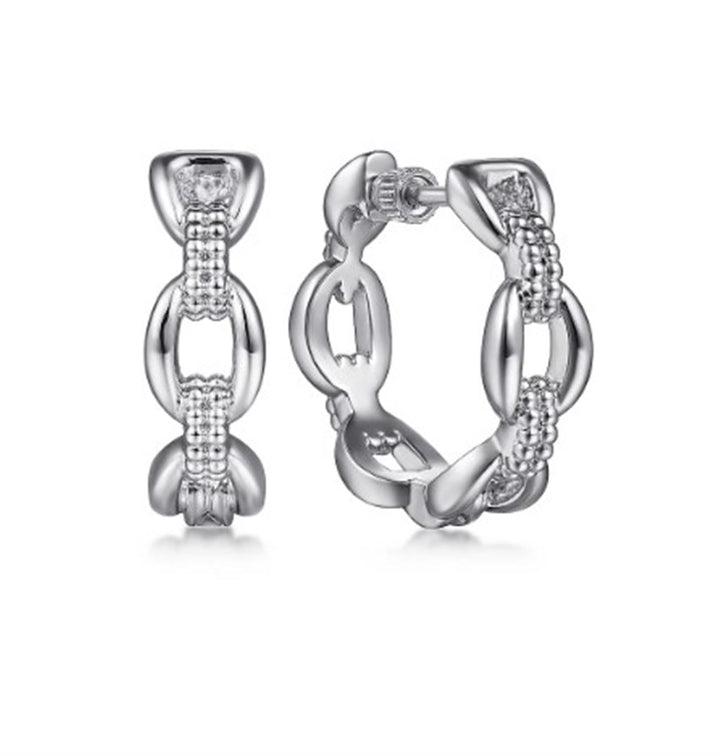 Sterling Silver Oval Chain Link Hoop Earrings