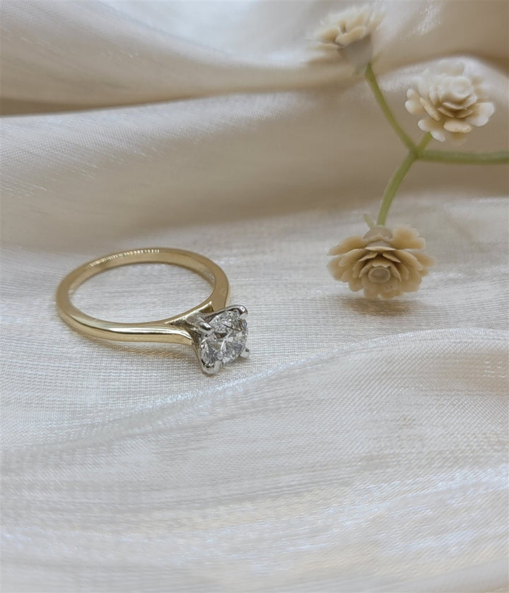 14K Yellow Gold & Platinum 1.01 Ctw Solitaire Engagement Ring