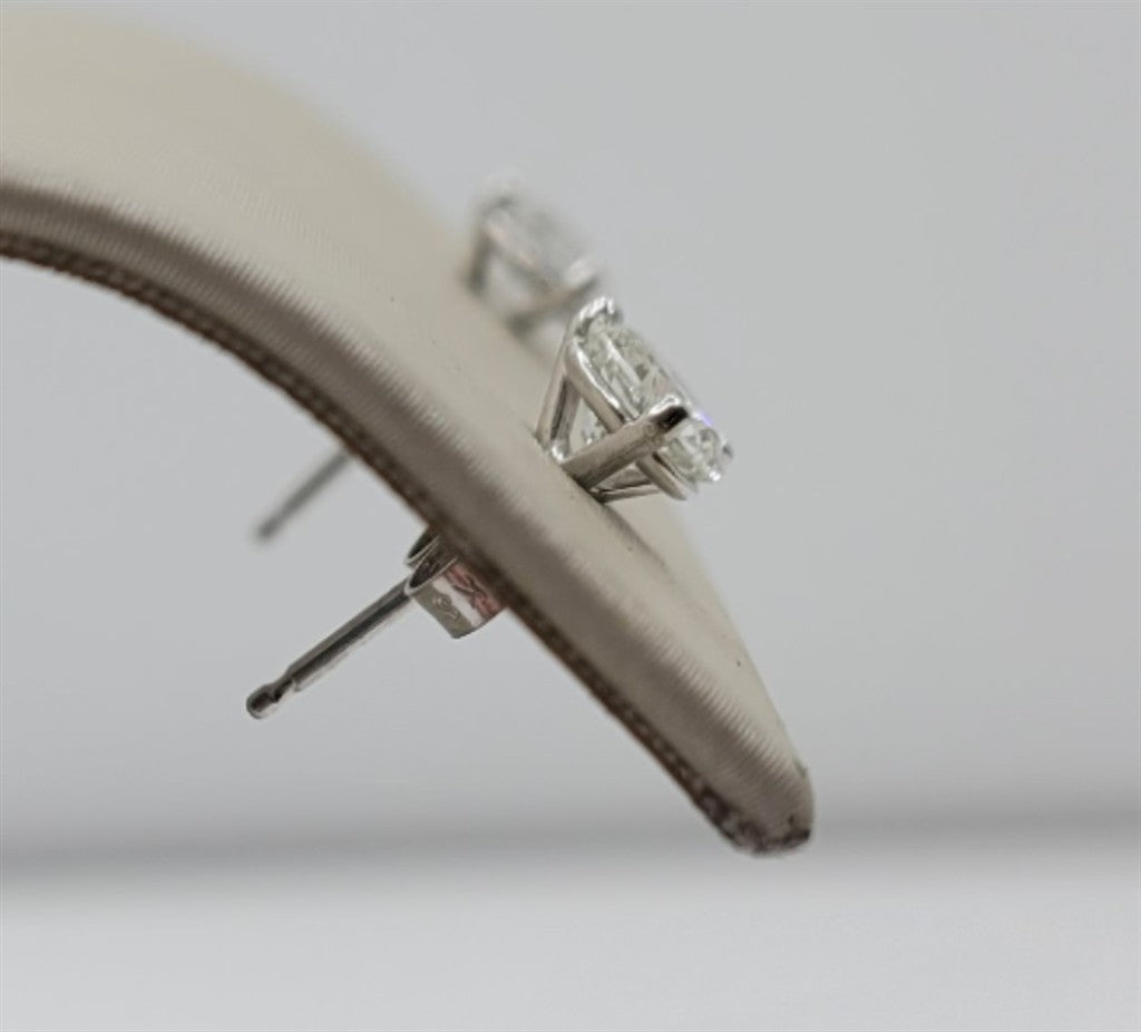14K White Gold 3-Prong .93 Twt Round Diamond Stud Earrings