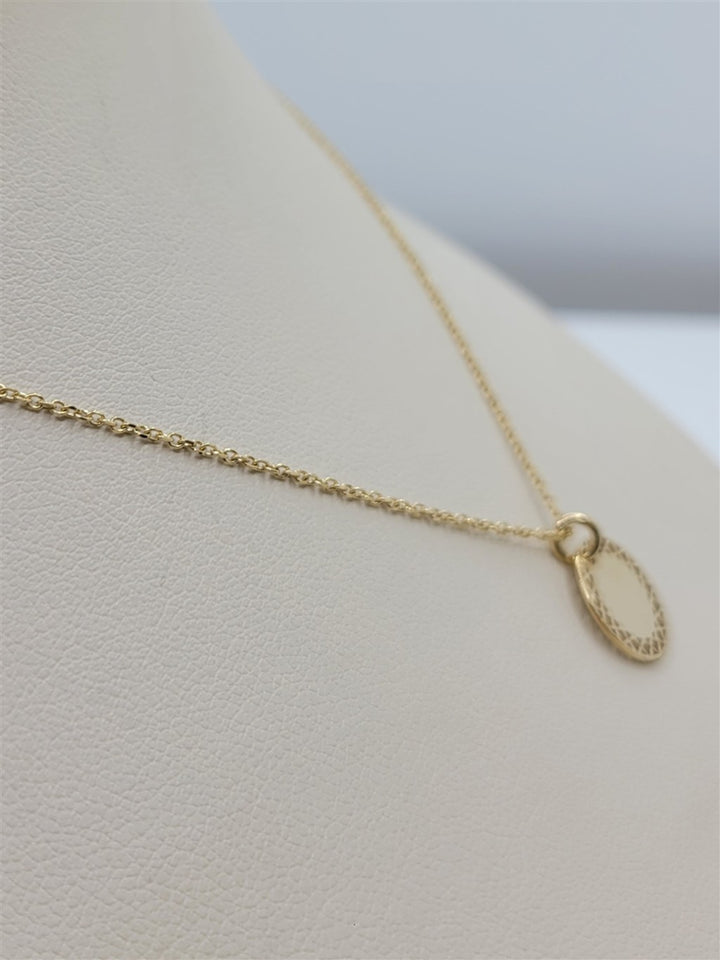 20" Adj 14K Yellow Gold Engravable Circle Pendant Necklace