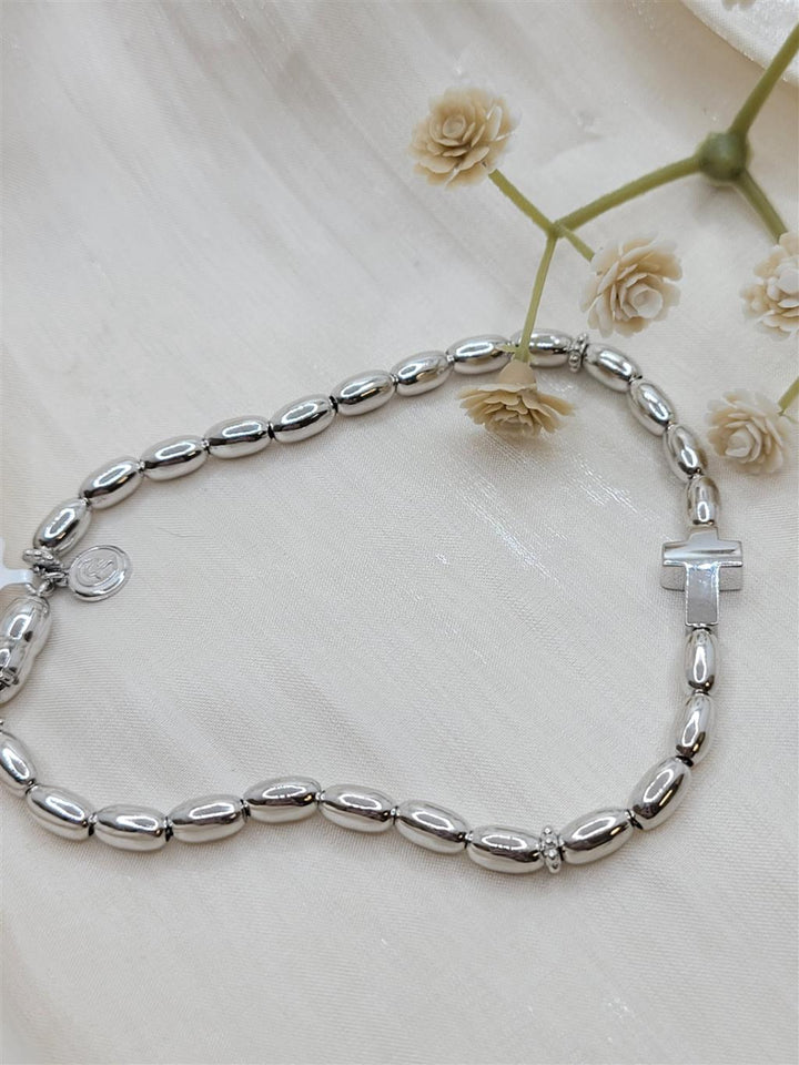 Men's Sterling Silver" Gabriel & Co" Cross Bead Bracelet