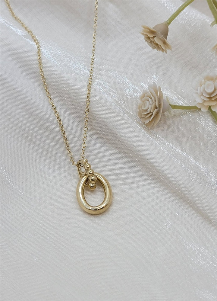 14K Yellow Plain Gold Bujukan Pendant Necklace