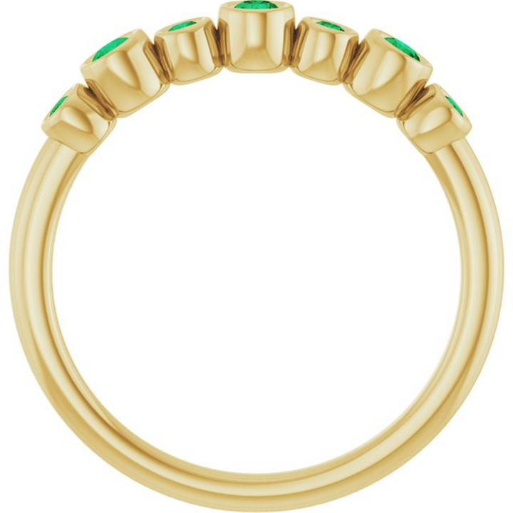 14K Yellow Gold Lab Grown Emerald Bubble Band