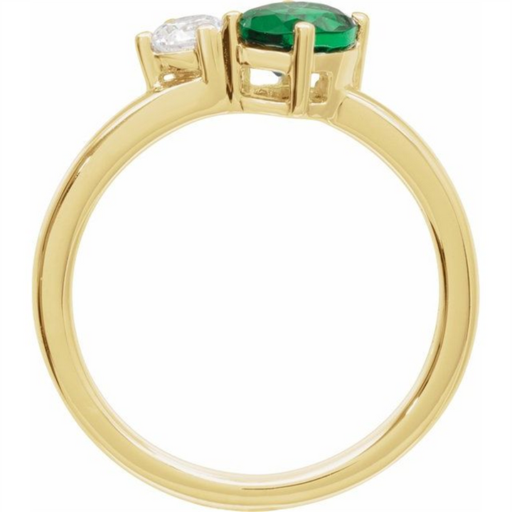 14K Yellow Gold Lab Grown Diamond & Emerald Fashion Ring