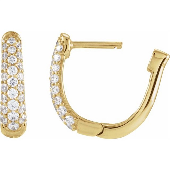 14K Yellow 1/2 Ctw Natural Diamond Hoop Earrings