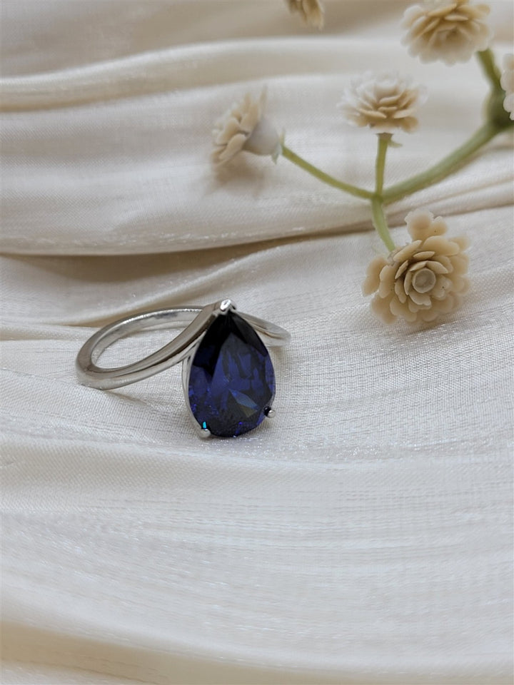 Sterling Silver Lab Grown Blue Sapphire Ring