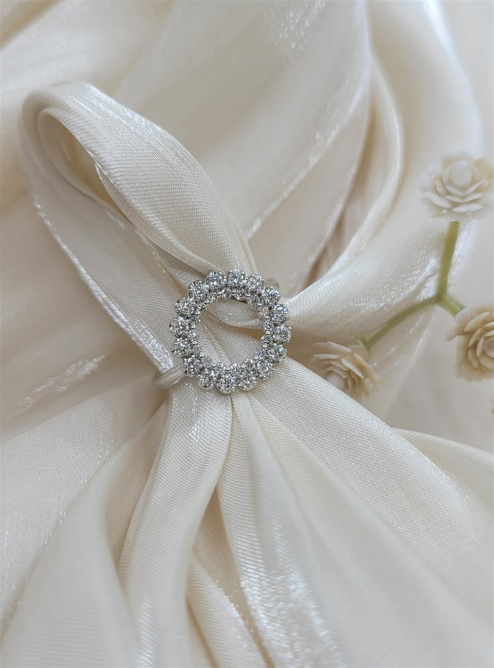 14K White Gold Gabriel And Co Diamond Fashion Open Circle Ring