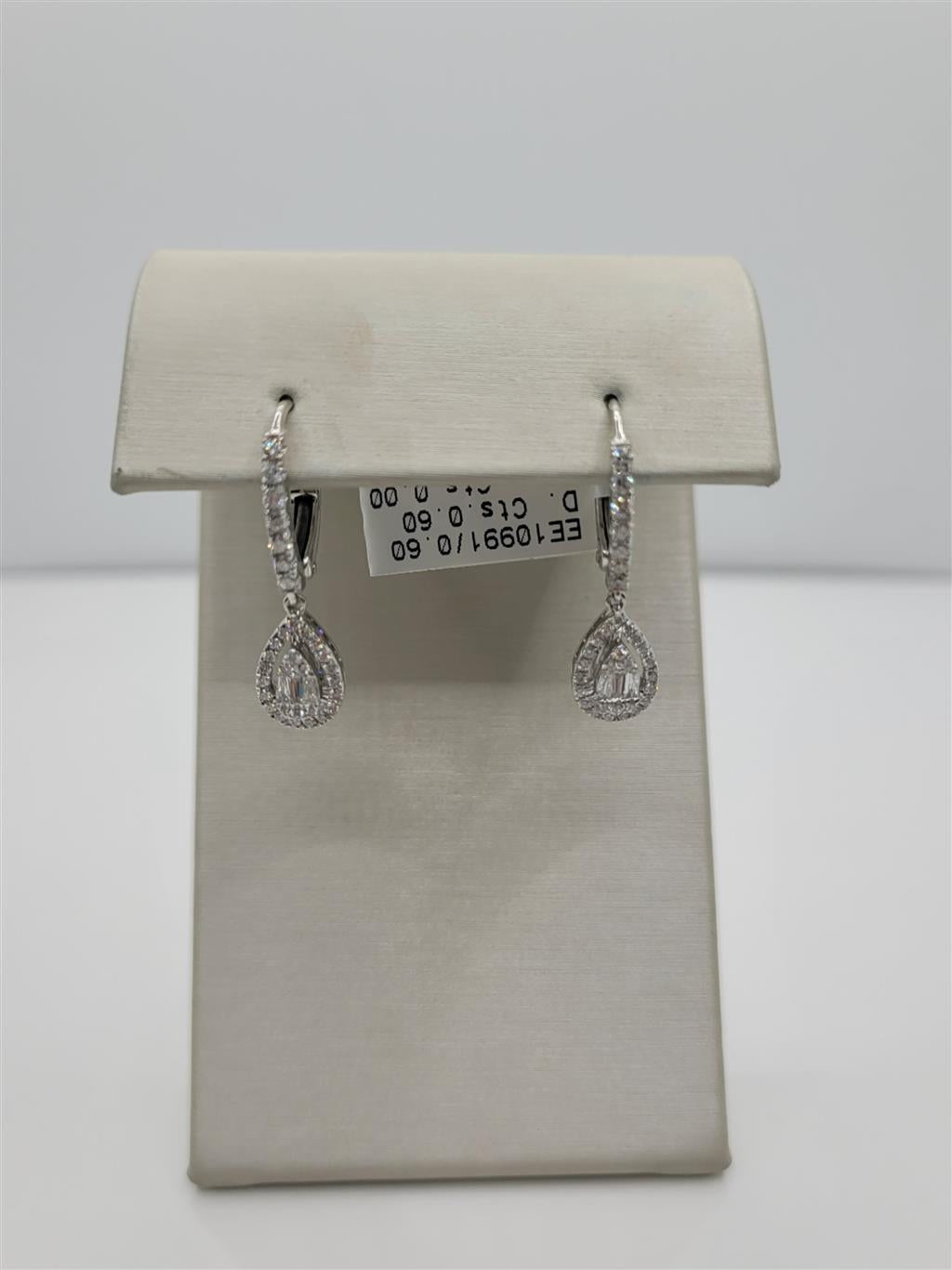 14K White Gold Diamond Pear-Shaped Dangle Earrings