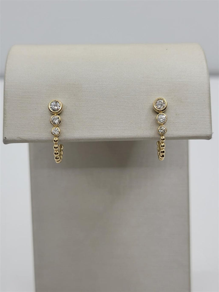 14K Yellow Gold Diamond Huggie Stud Earrings