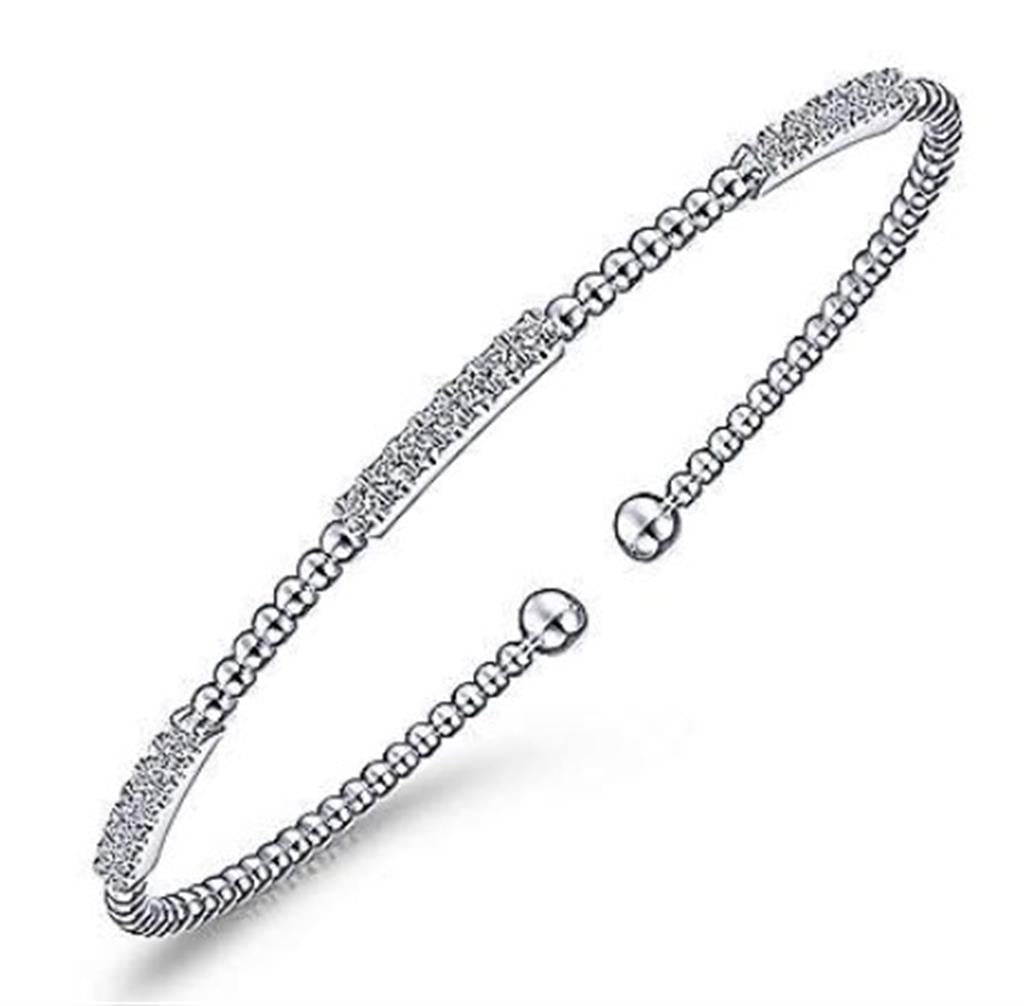 14K White Gold "Gabriel & Co." Bujukan Diamond Bar Bangle Bracelet