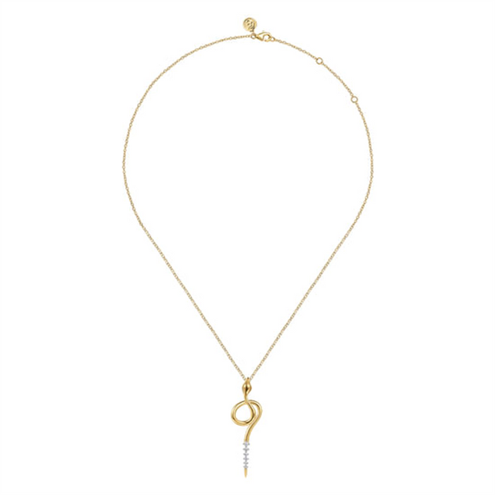 17.5" 14K Yellow Gold Diamond Snake Drop Necklace