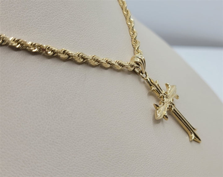 14k Yellow Gold Designer Created Cross Necklace