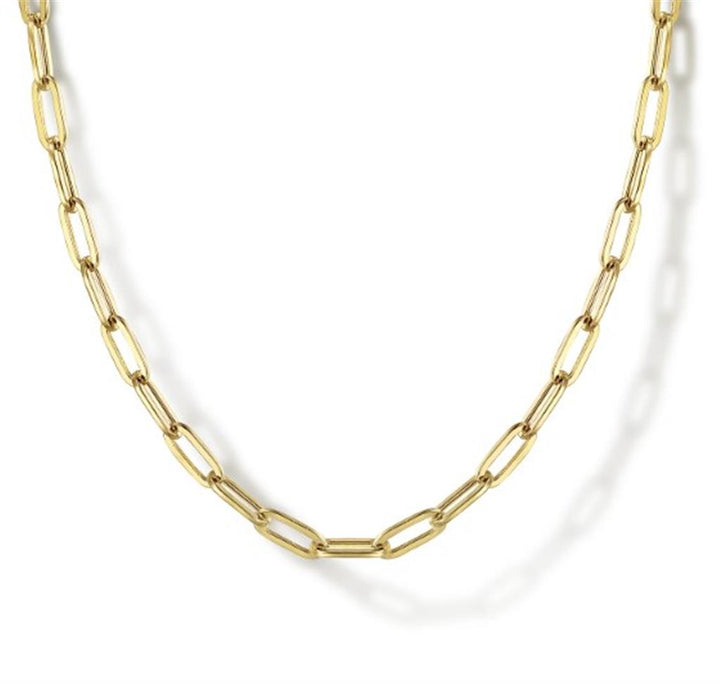 14K Yellow Gold 17" Hollow Paperclip Chain Necklace