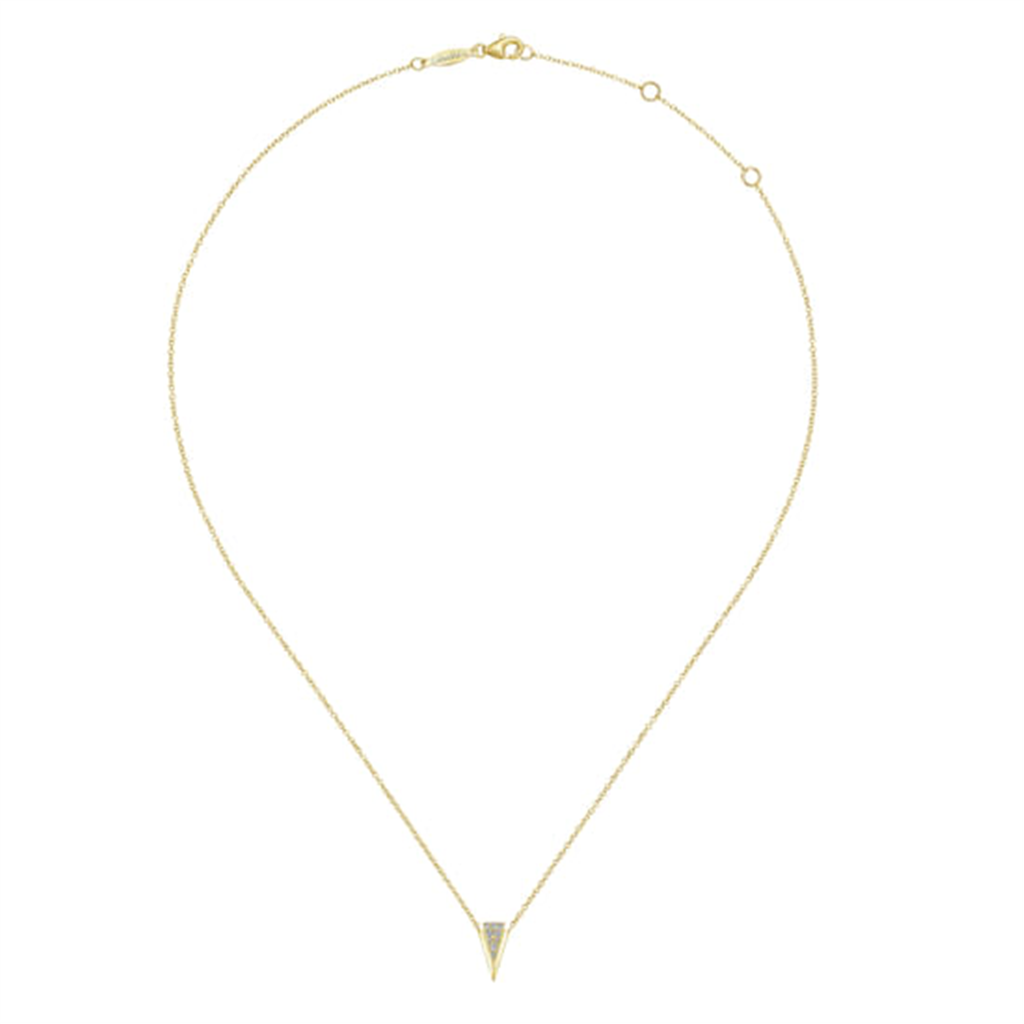 17.5" 14K Yellow Gold Spike Fashion Diamond Necklace