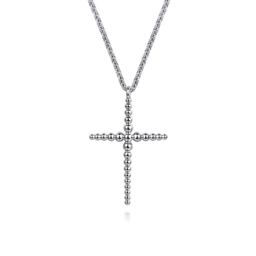 Sterling Silver Beaded Cross Necklace