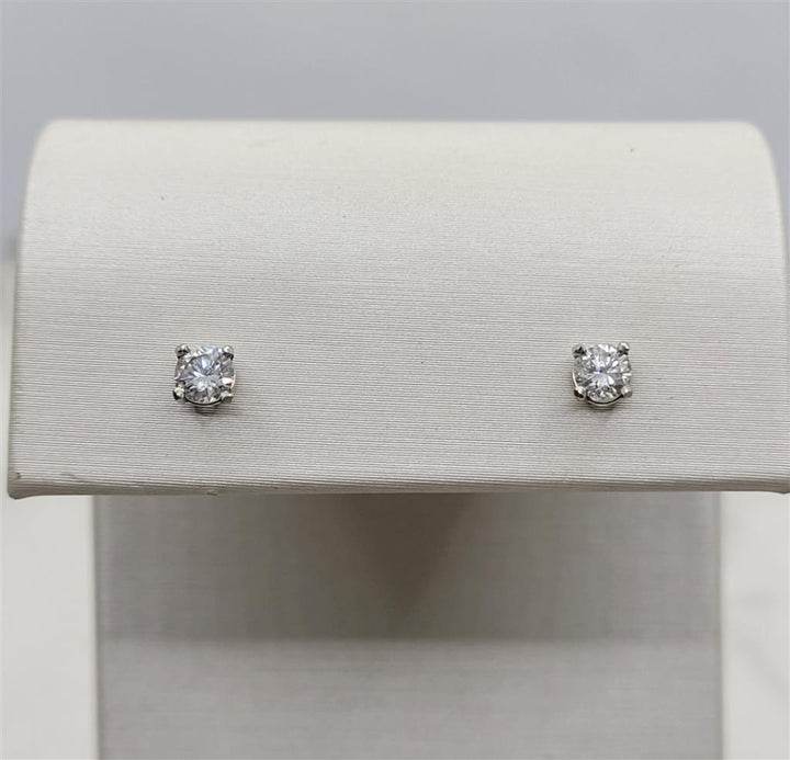 14K White Gold 0.42 Twt Round Diamond Stud Earrings