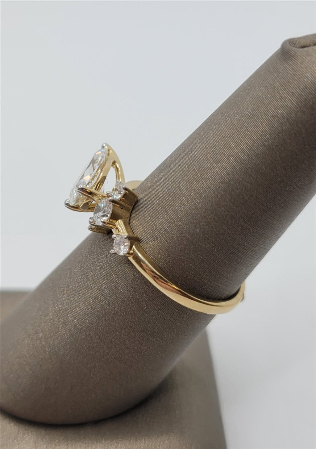 14K Yellow Gold Pear & Round Lab Grown Diamond Engagement Ring