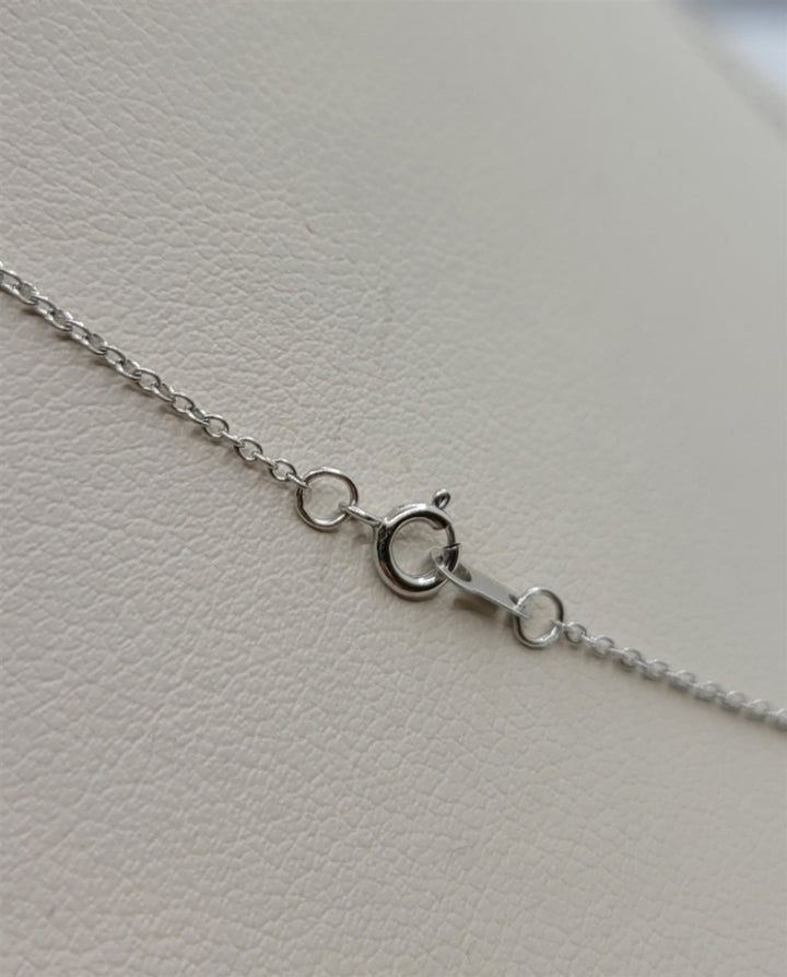 14K White Gold Turned Princess Diamond Solitaire Necklace