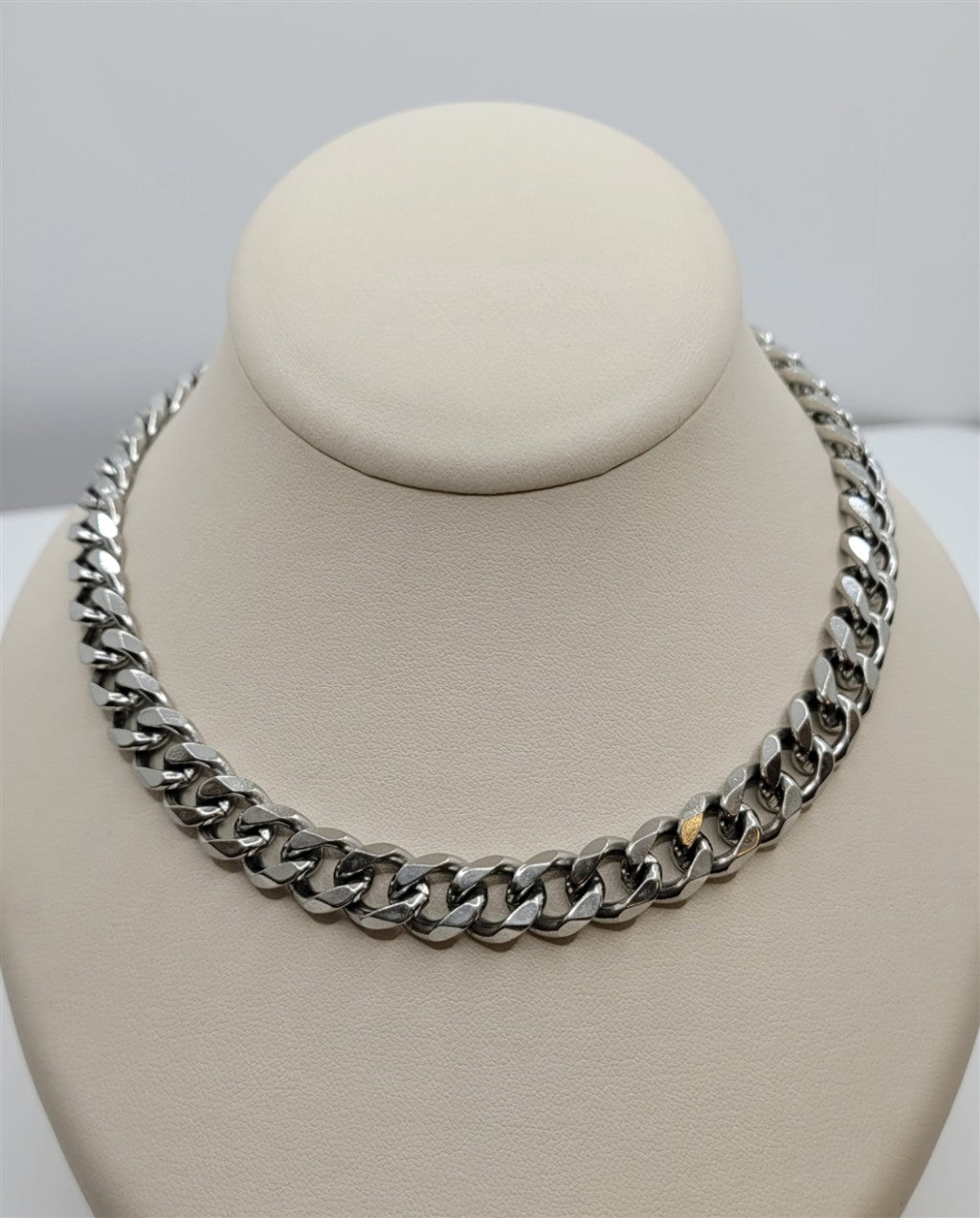 24" 10mm Stainless Steel Semi-Solid Mens Curb Chain