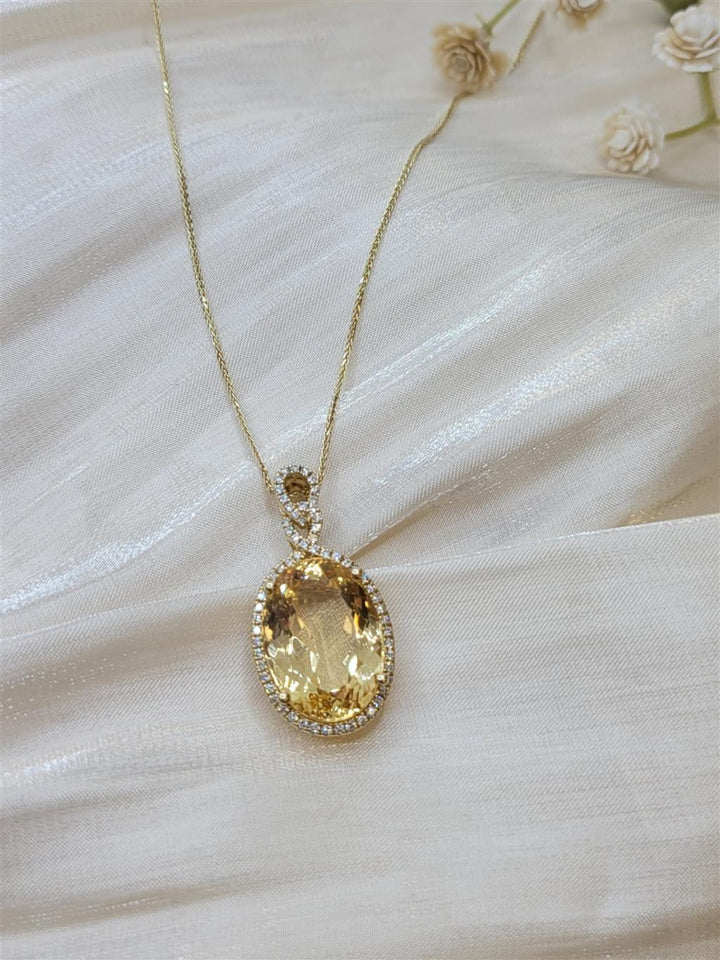 14K Yellow Gold 11.43 ctw Oval cut Imperial Topaz Gemstone Necklace