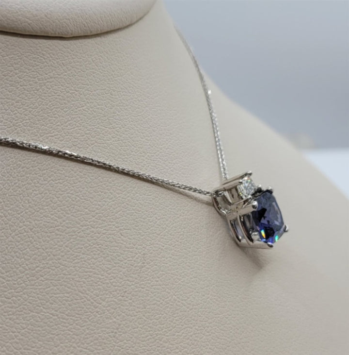 14K White Gold Tanzanite & Diamond Fashion Necklace