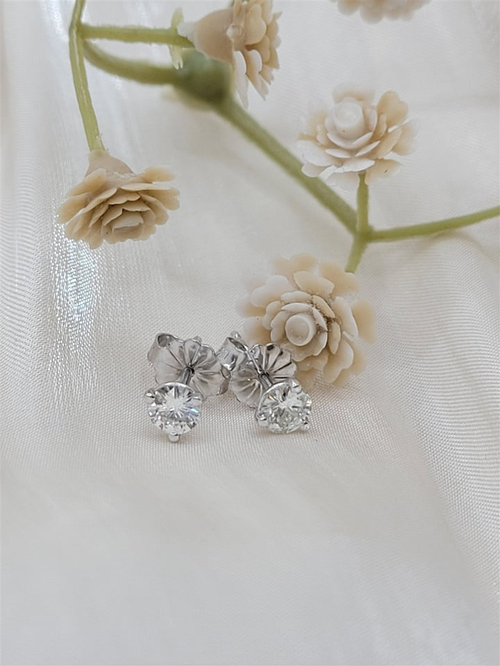 14K White Gold 3-Prong Martini .42 Twt Diamond Stud Earrings