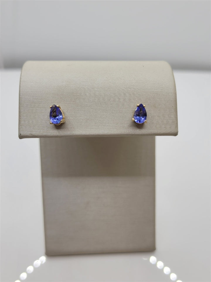 14K Yellow Gold Tanzanite Stud Fashion Earrings
