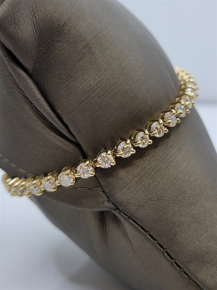 14K Yellow Gold 6 Ct Natural Diamond Tennis Bracelet