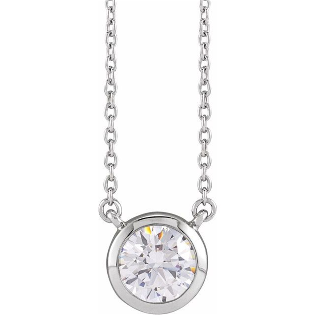 14K White 1 Ctw Lab-Grown Diamond Adjustable 16-18" Necklace