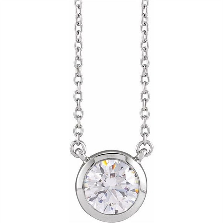 14K White 1 Ctw Lab-Grown Diamond Adjustable 16-18" Necklace