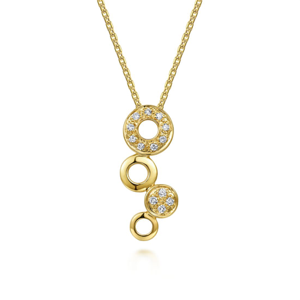 18" 14K Yellow Gold Stacking Circle Fashion Necklace