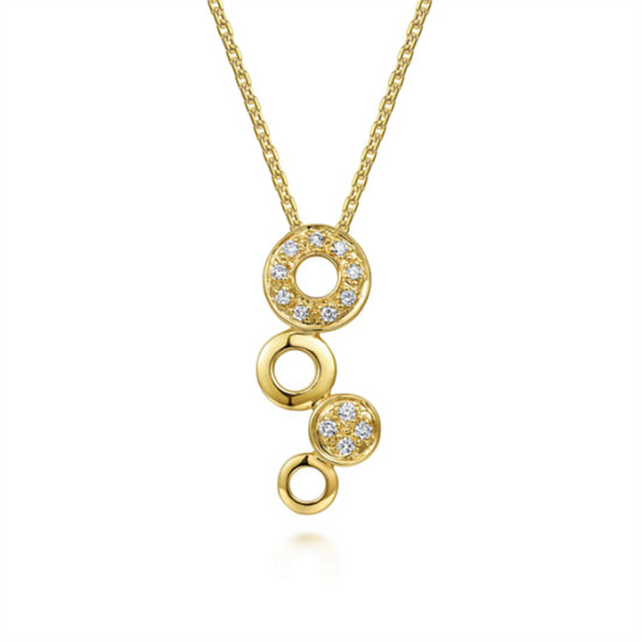 18" 14K Yellow Gold Stacking Circle Fashion Necklace