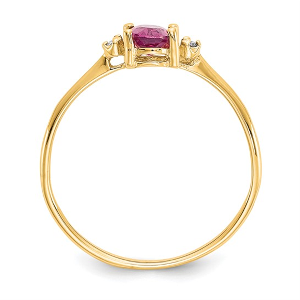 10K Yellow Gold Pink Tourmaline And Diamond Birthstone Ring